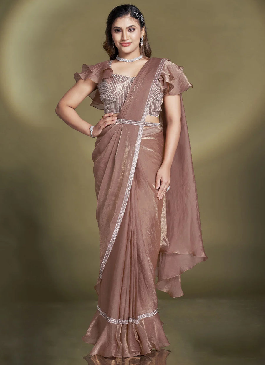 Light Rust One Minute Saree Silverbin
