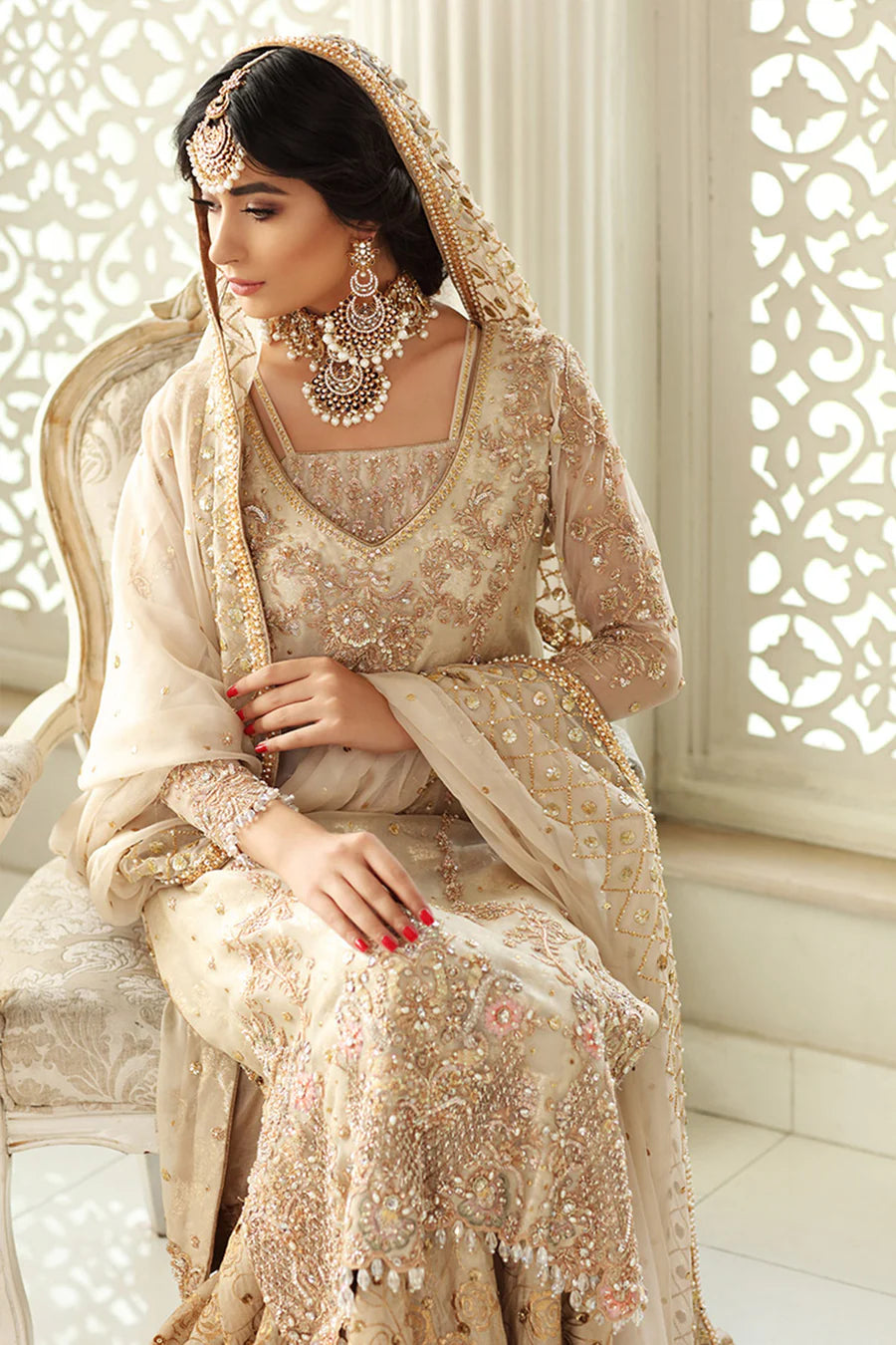 Beige Georgette Salwar Kameez | Elegant Embroidery & Stylish Dupatta