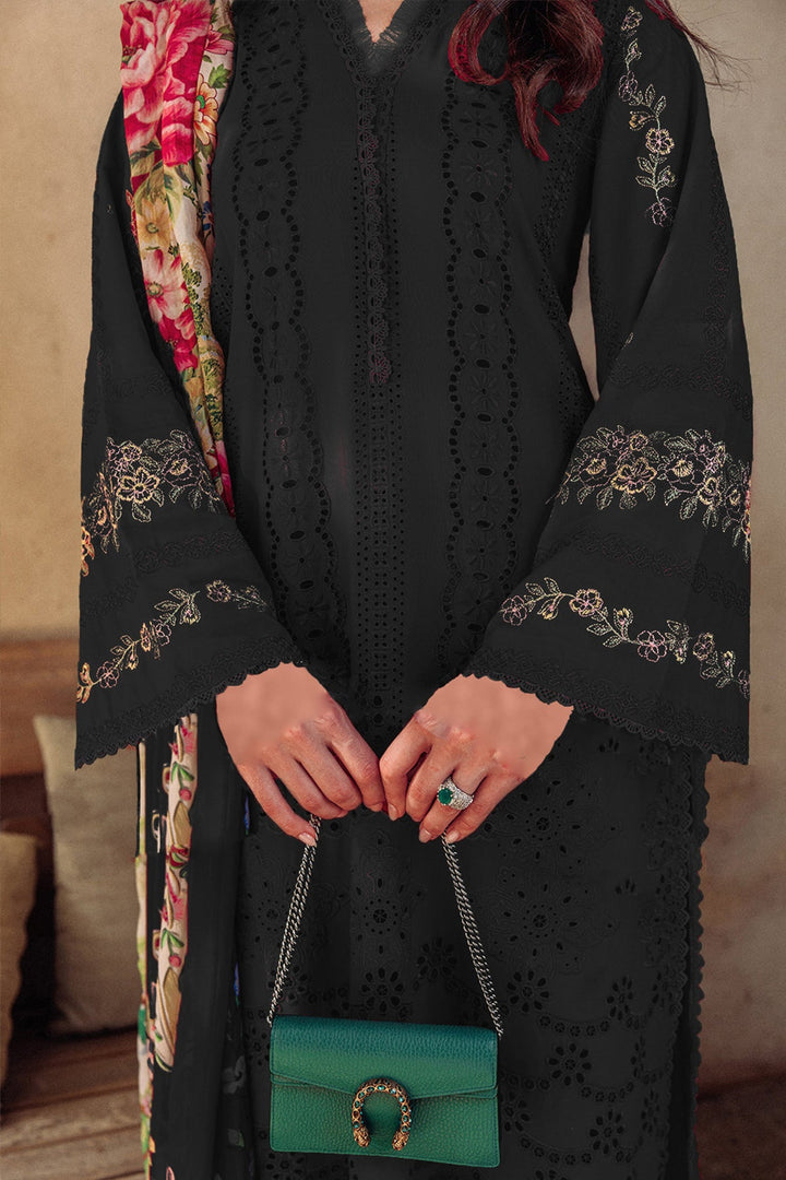Luxury Black Cotton Salwar Kameez | Digital Printed Dupatta for Elegant Wear