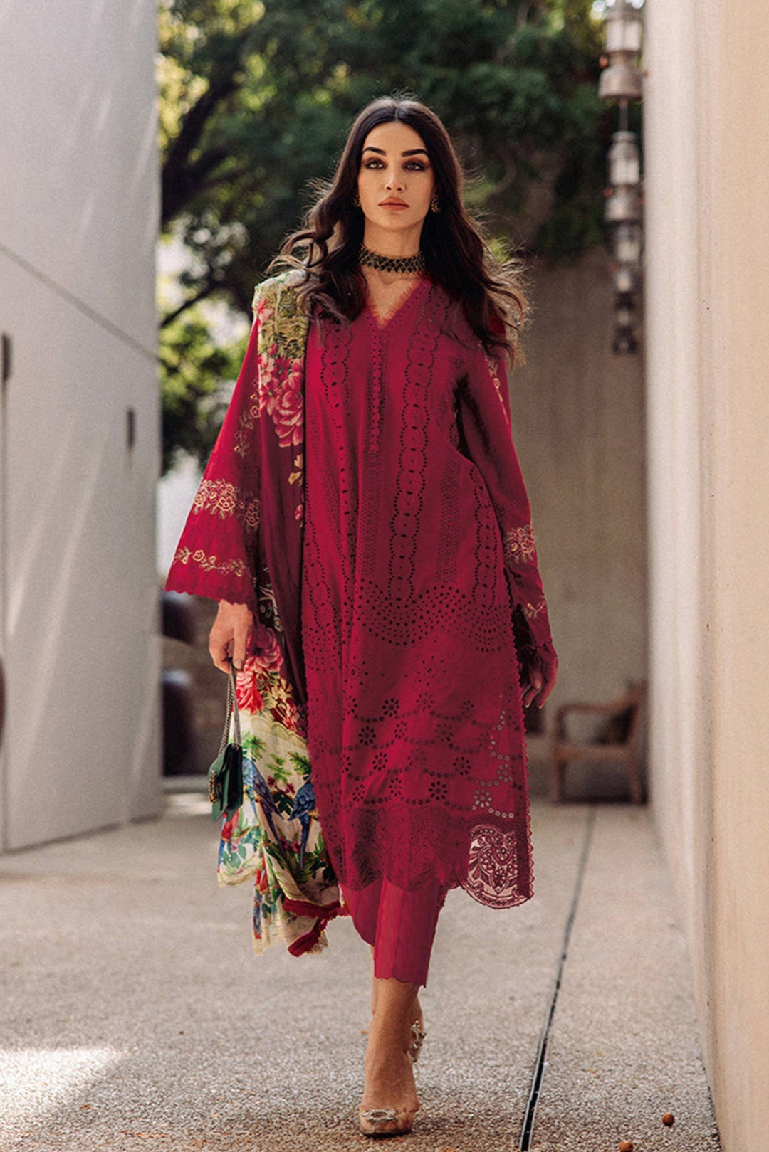 Elegant Red Cotton Suit | Chic Ethnic Wear with a Gorgeous Cotton Dupatta