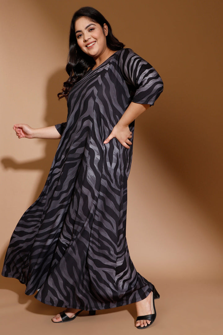 Black Nightiger Printed Maxi Dress