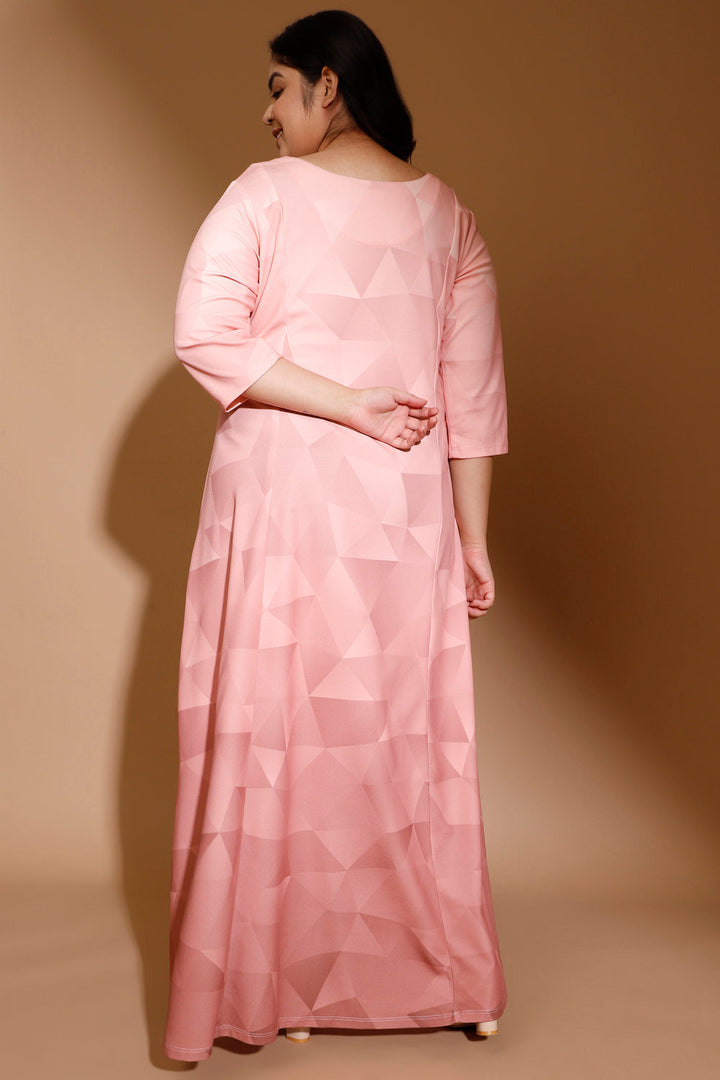 Salmon Prism Printed Maxi Dress