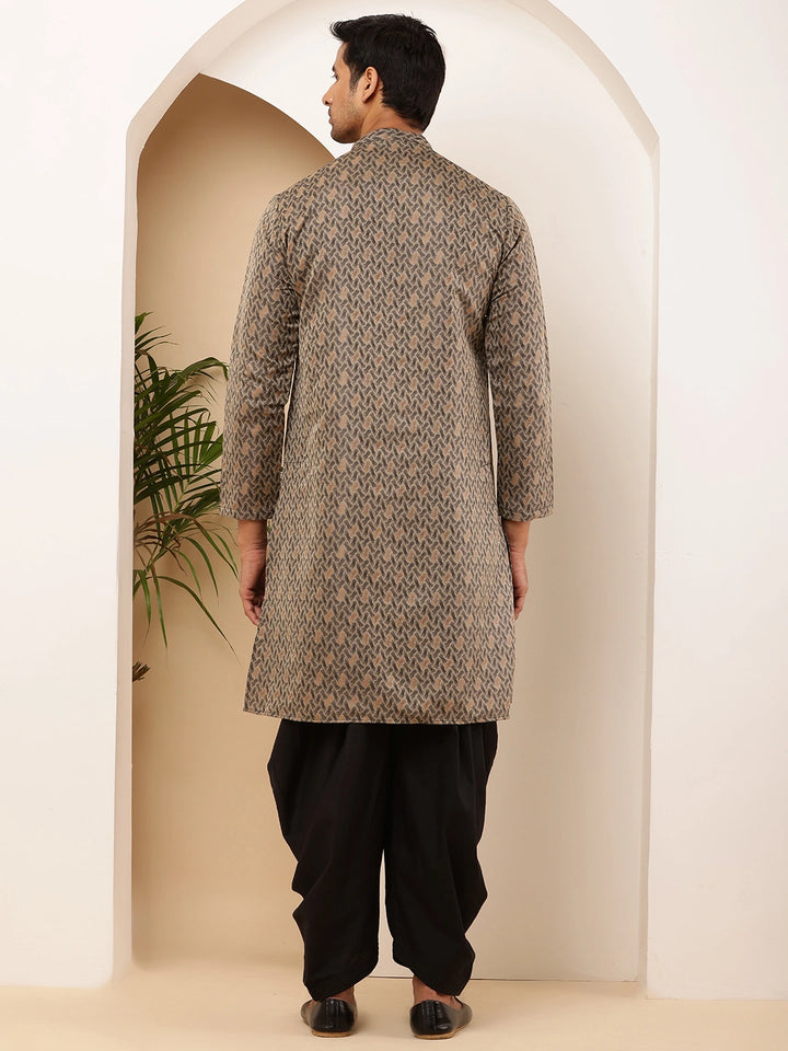 Gray Viscose Blend Kurta for Men with Minimal Print and Slim Modern Fit