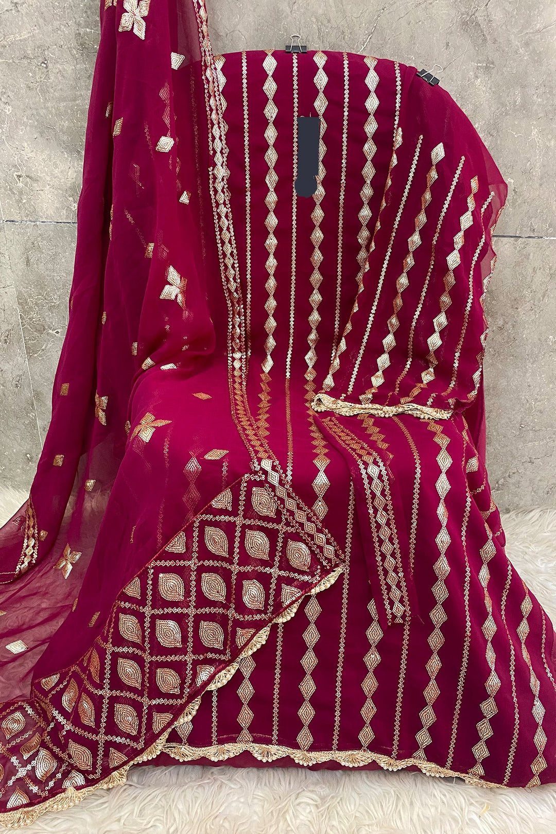 Designer Dark Pink Salwar Suit | Embroidery & Sequence Work