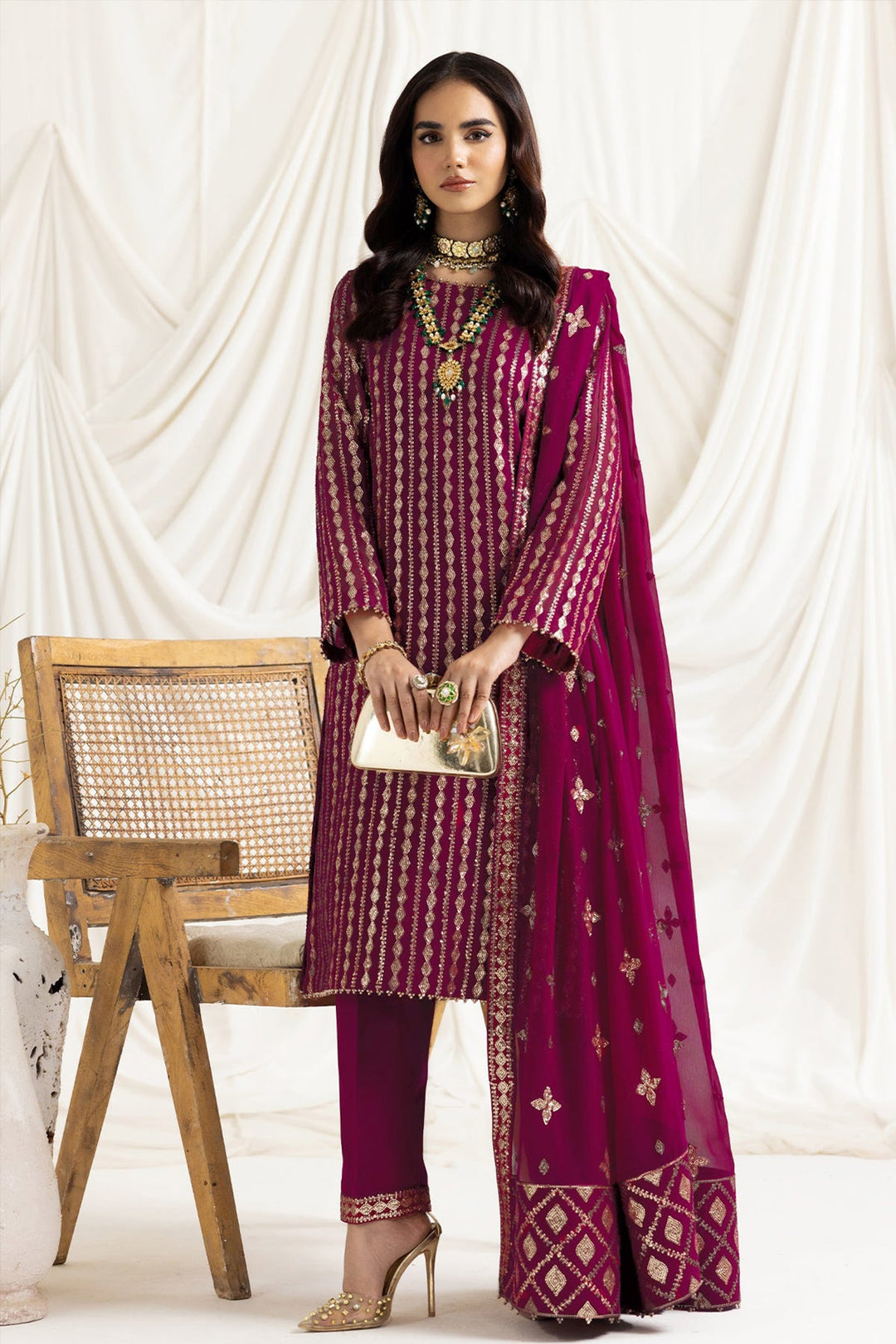 Designer Dark Pink Salwar Suit | Embroidery & Sequence Work