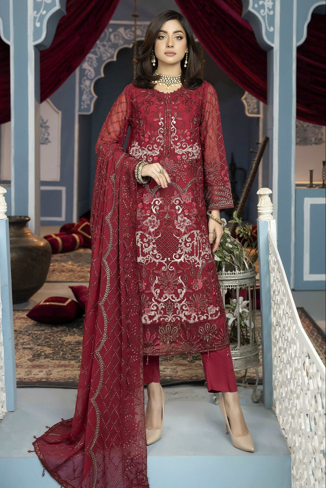 Maroon Georgette Salwar Kameez | Festive Wear for Women