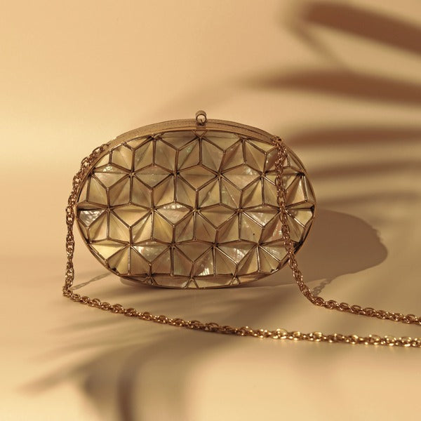 Maya 3D Mother of Pearl Clutch | Handcrafted Elegance & Artistry