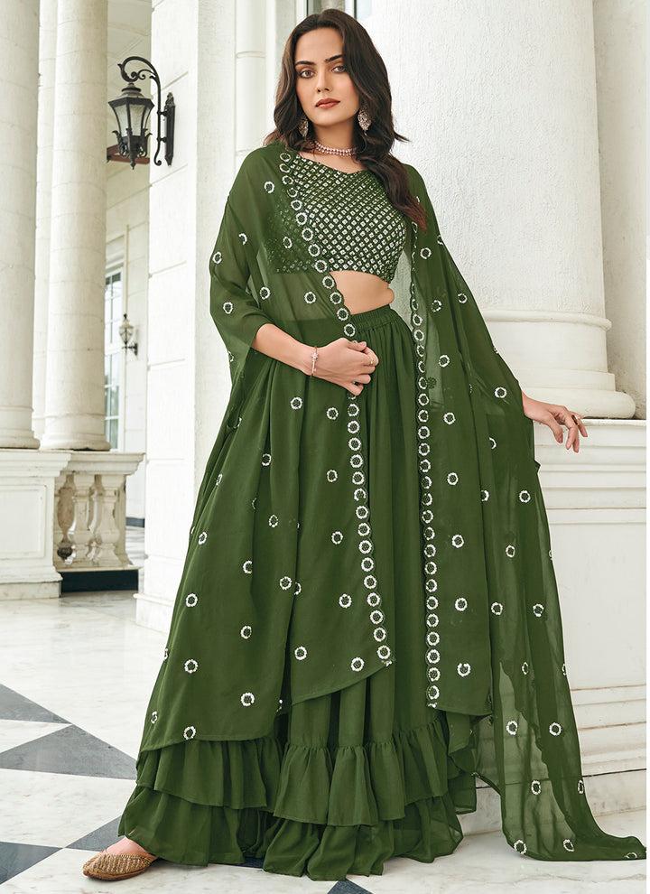 Mehendi green lehenga with dupatta