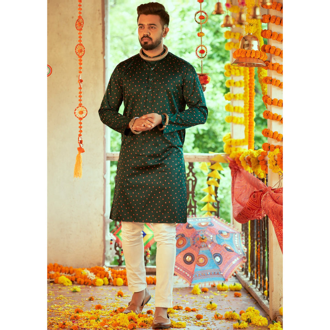 Designer Gajji Silk Kurta | Printed Work for Traditional Navratri Events