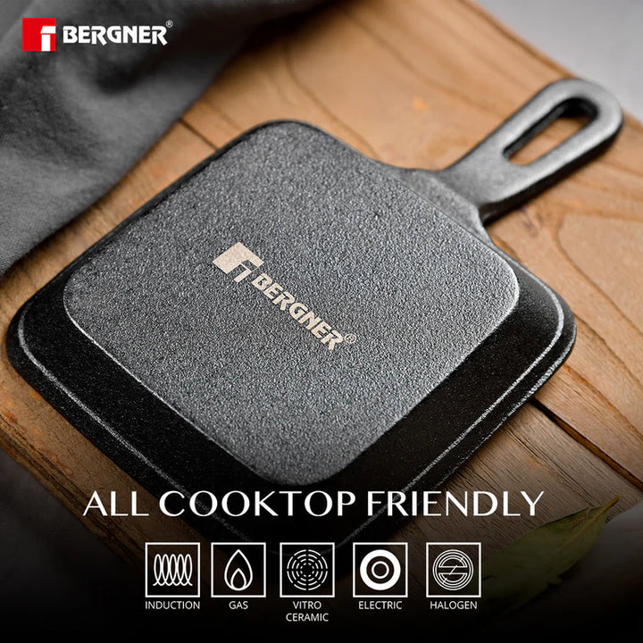 Cook with Bergner's 13 cm 240ml Mini Pan | Includes Wooden Tray for Serving