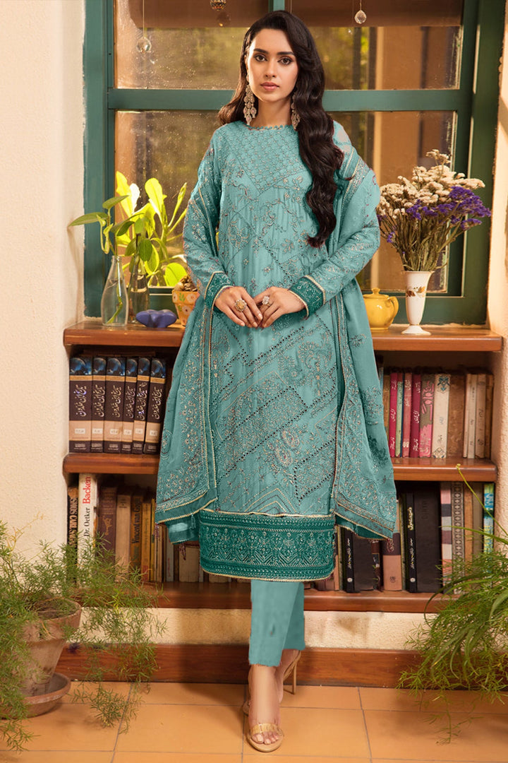 Rama Festive Wear Faux Georgette Suit | Heavy Work & Santoon Bottom