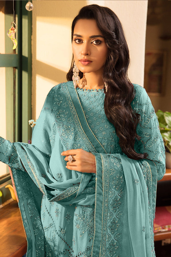 Rama Festive Wear Faux Georgette Suit | Heavy Work & Santoon Bottom