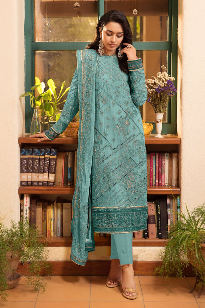 Rama Festive Wear Faux Georgette Suit | Heavy Work & Santoon Bottom
