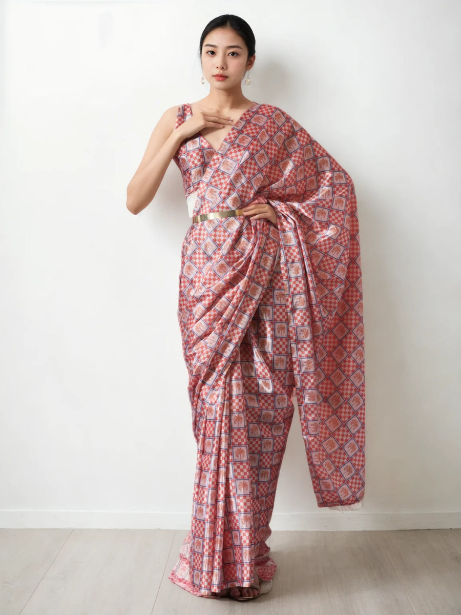 Multicolor Chinon Saree Silverbin
