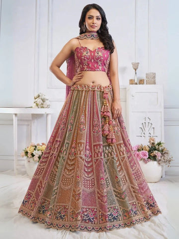Multicolor Soft Net Lehenga Choli buy SilverBin
