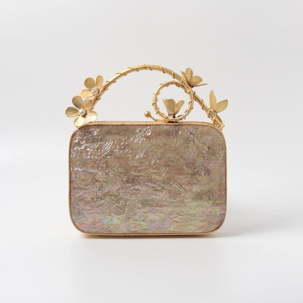 Naira Mother of Pearl Clutch | Limited Edition Brass Handle Design