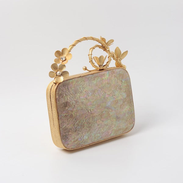 Naira Mother of Pearl Clutch | Limited Edition Brass Handle Design