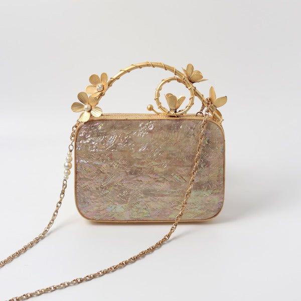 Naira Mother of Pearl Clutch | Limited Edition Brass Handle Design