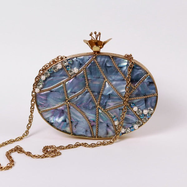 Nargis Mother of Pearl Clutch | Chic Embellished Evening Bag