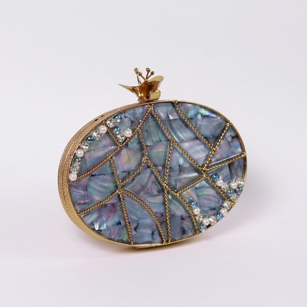 Nargis Mother of Pearl Clutch | Chic Embellished Evening Bag