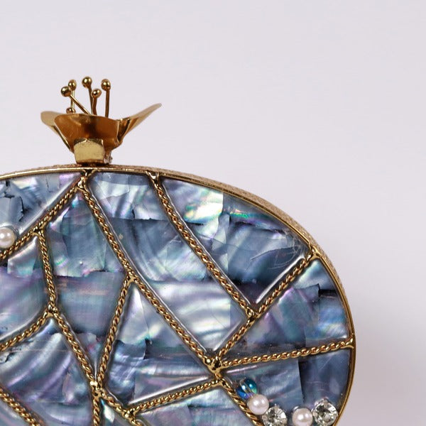 Nargis Mother of Pearl Clutch | Chic Embellished Evening Bag