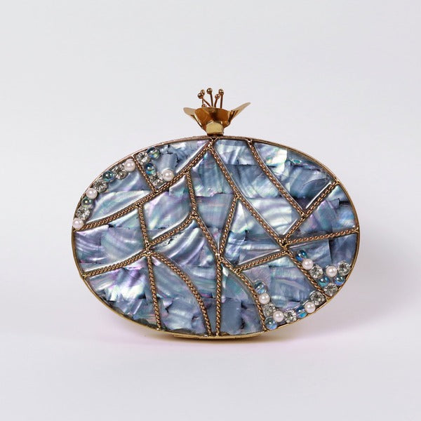 Nargis Mother of Pearl Clutch | Chic Embellished Evening Bag