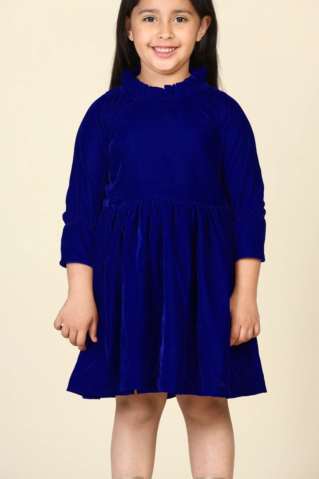 Navy Samaira Velvet Dresses for Mom & Daughter