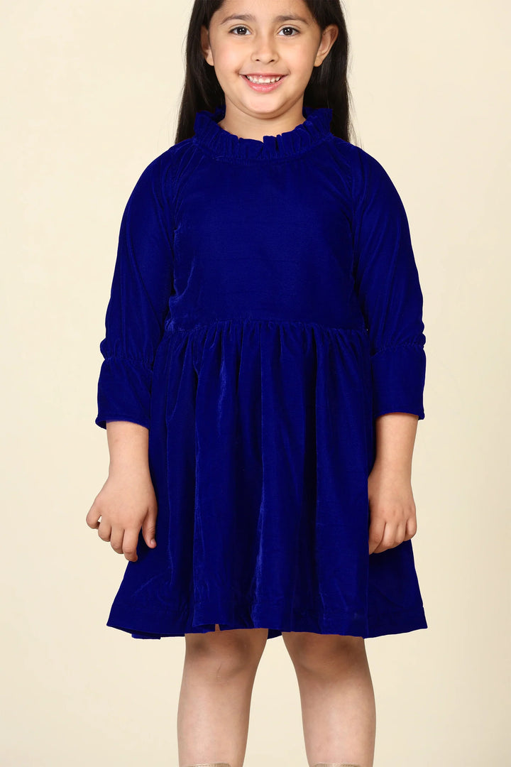 Navy Samaira Velvet Dresses for Mom & Daughter