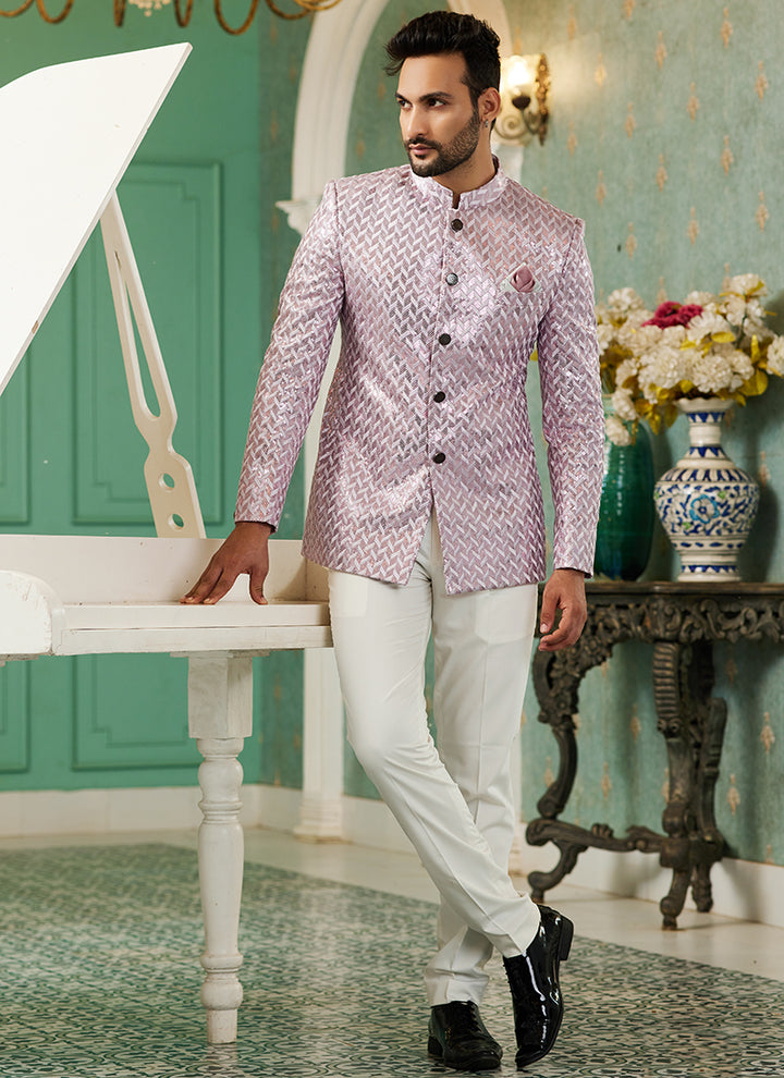 Onion Pink Art Silk Jodhpuri Suit | Elegant Traditional Attire for Special Occasions