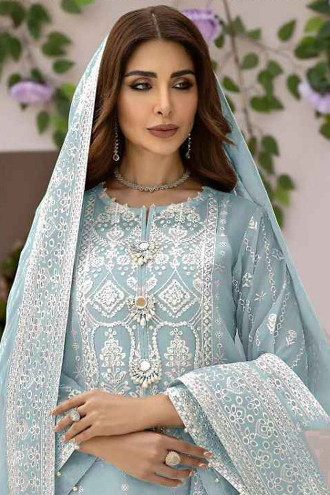 Festive Light Blue Organza Salwar Kameez | Classic Yet Contemporary