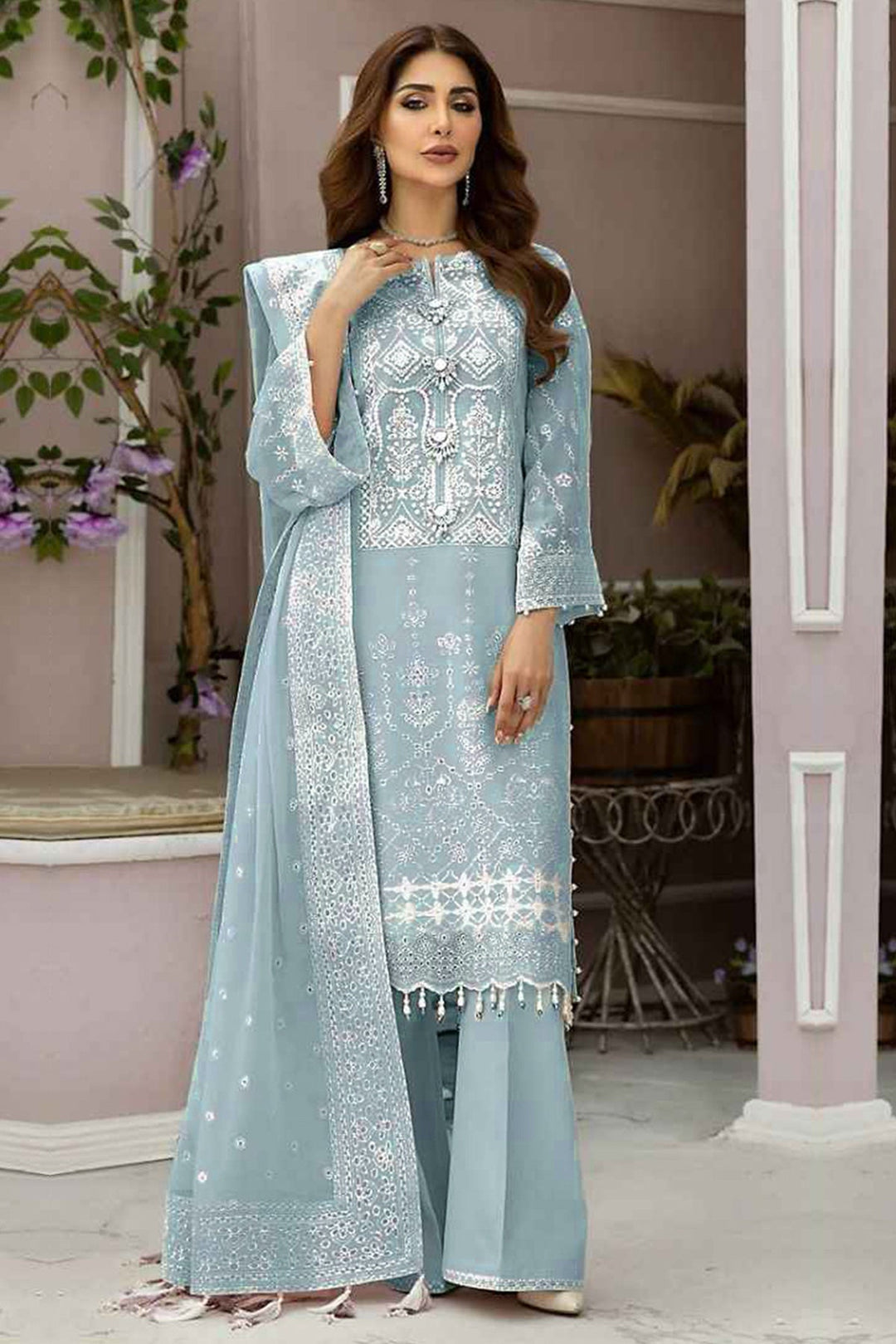 Festive Light Blue Organza Salwar Kameez | Classic Yet Contemporary