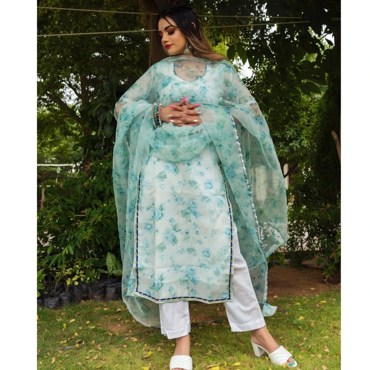 Sea Green Chanderi Kurta Set | Falak Festive Ethnic Wear