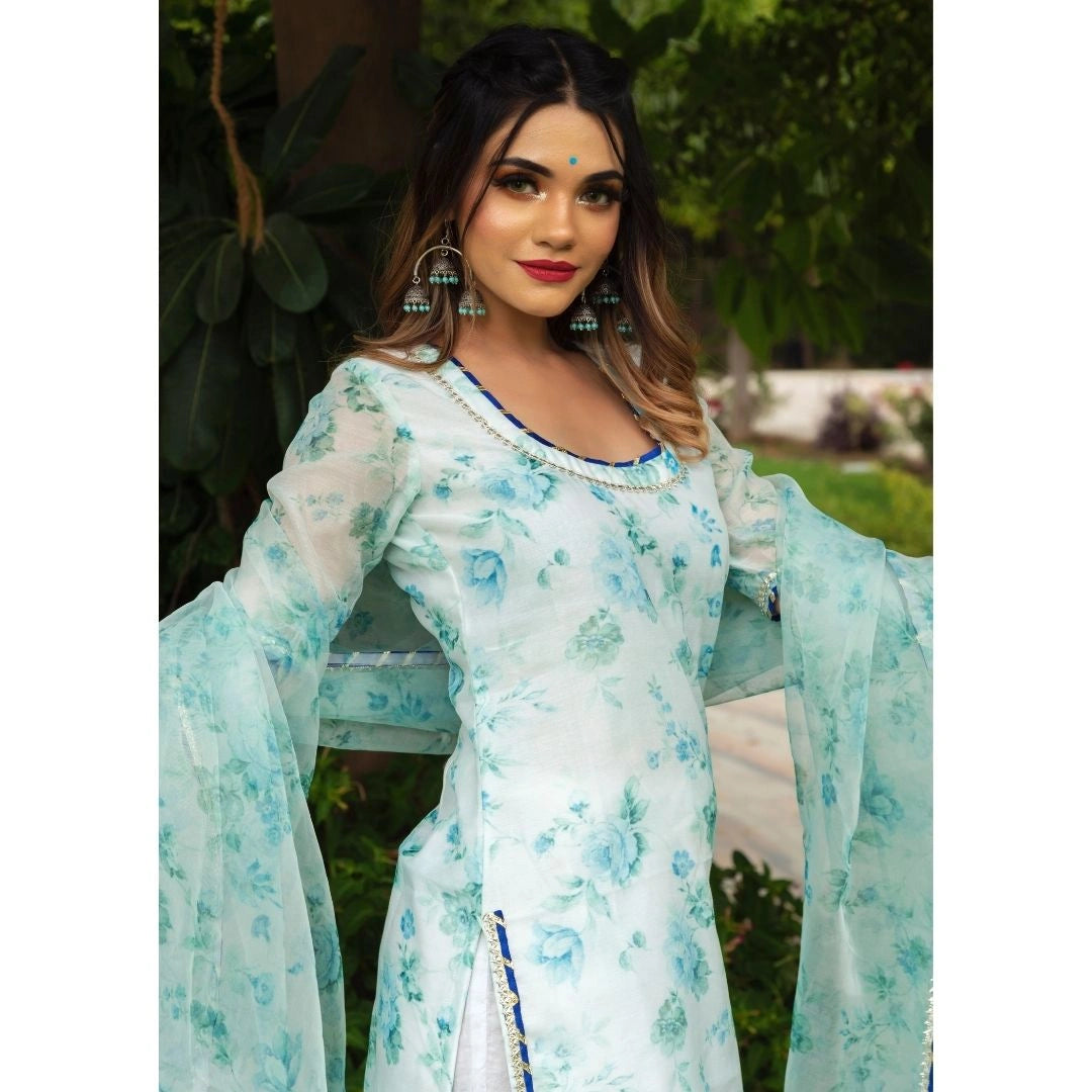 Sea Green Chanderi Kurta Set | Falak Festive Ethnic Wear