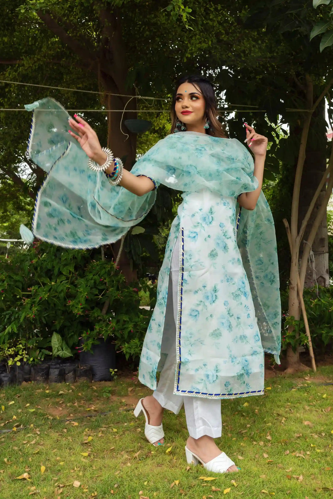 Sea Green Chanderi Kurta Set | Falak Festive Ethnic Wear