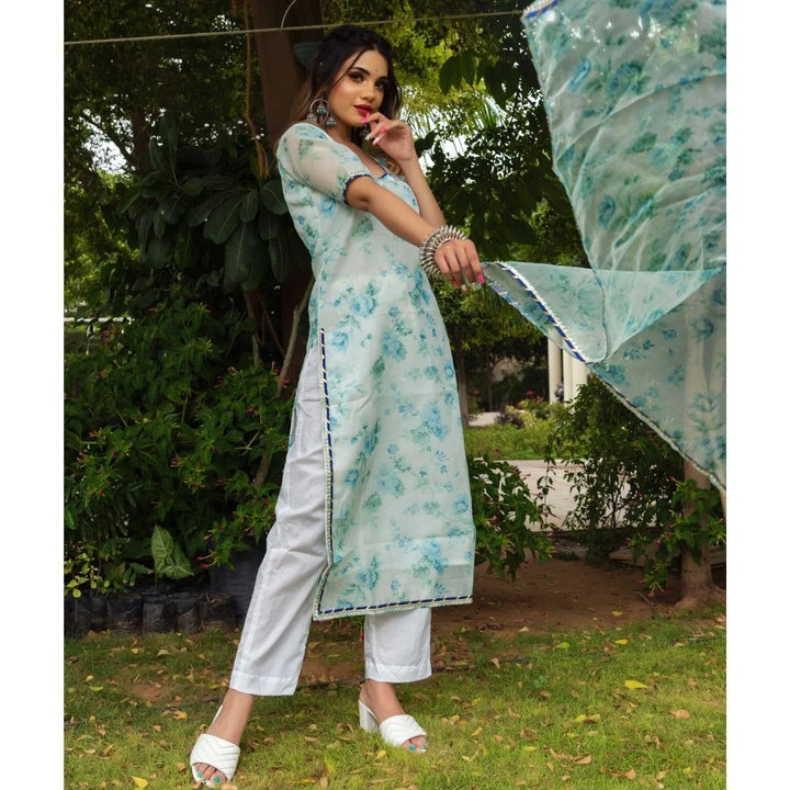 Sea Green Chanderi Kurta Set | Falak Festive Ethnic Wear