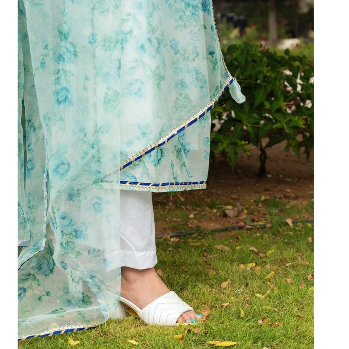 Sea Green Chanderi Kurta Set | Falak Festive Ethnic Wear