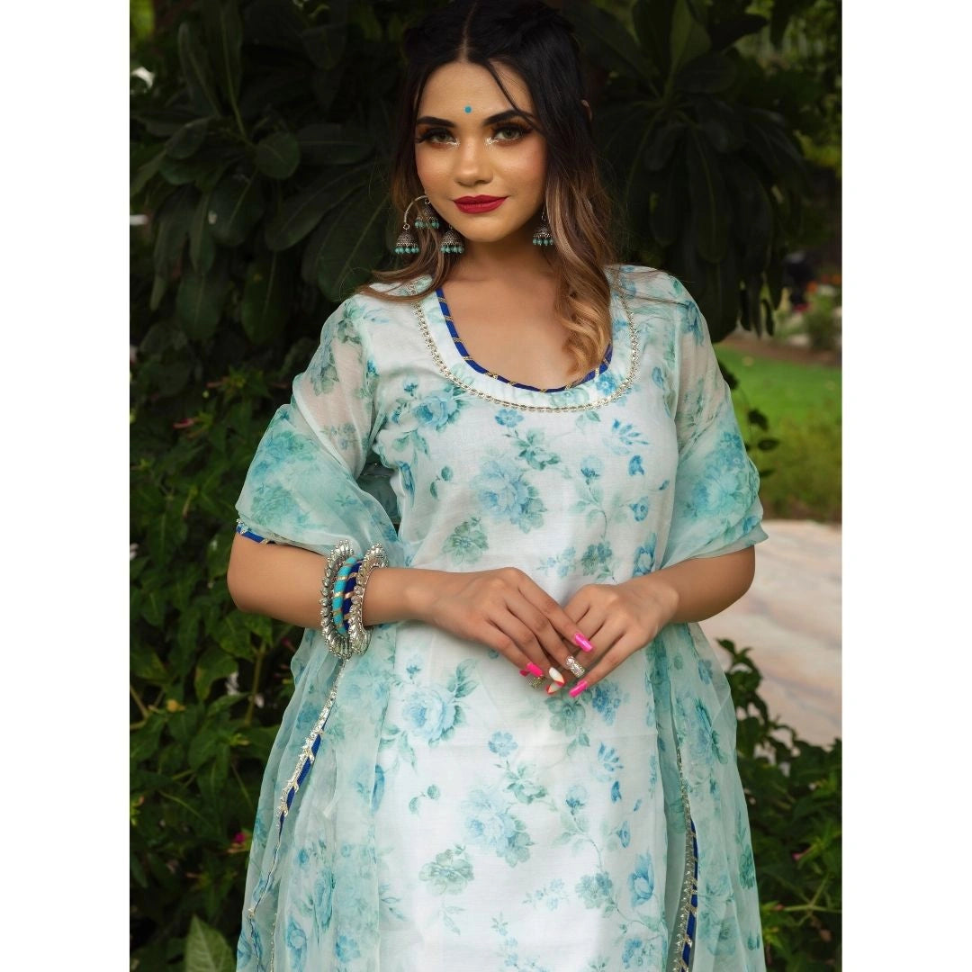 Sea Green Chanderi Kurta Set | Falak Festive Ethnic Wear