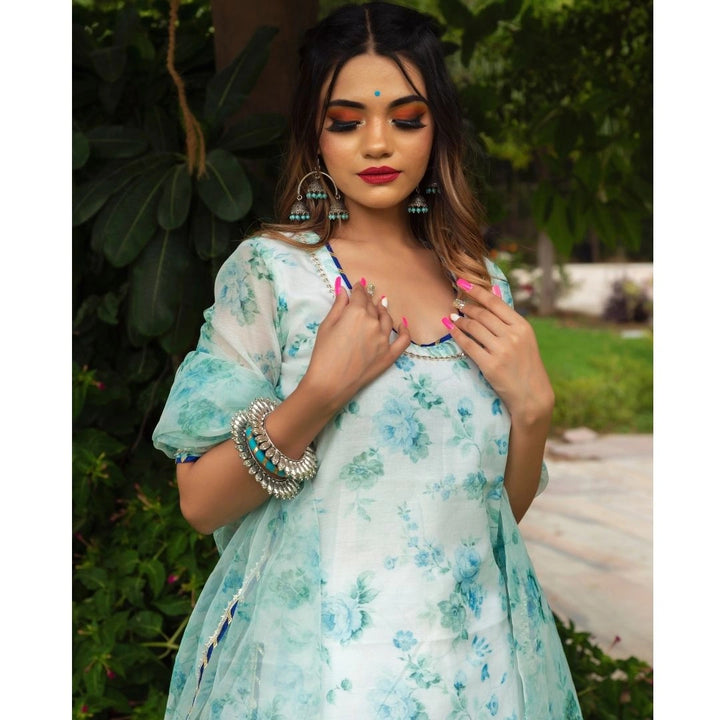 Sea Green Chanderi Kurta Set | Falak Festive Ethnic Wear