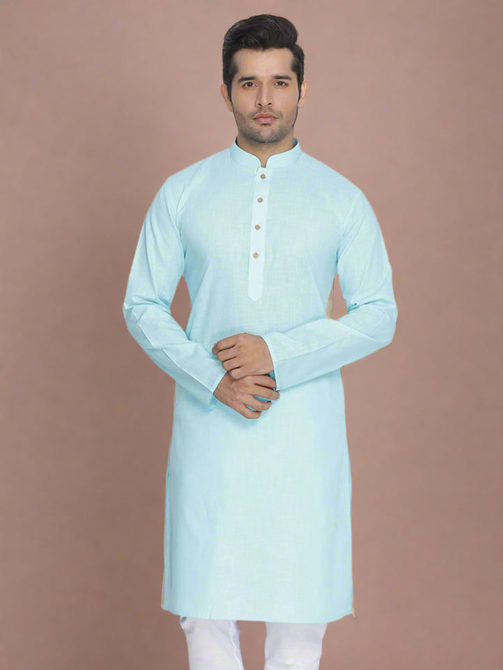 Men’s Plain Cotton Kurta Set | Stylish White Bottom for Traditional Look