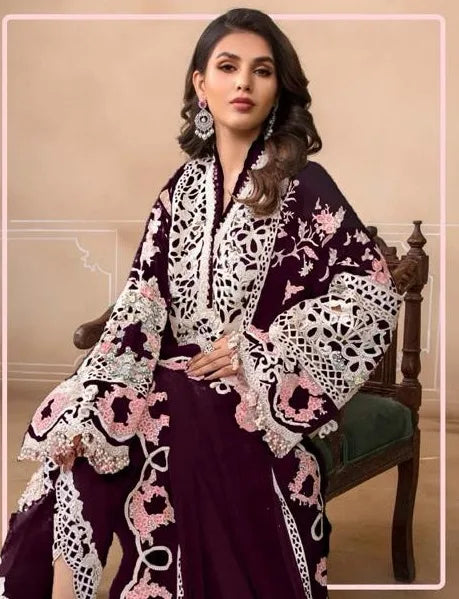 Designer Wine Kameez with Dupatta | Stylish Georgette Ethnic Suit for Women