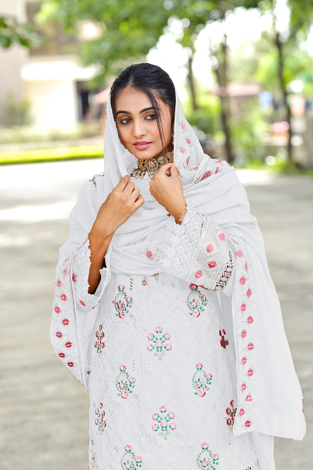 White Color Salwar Kameez | Heavy Work Dupatta for Special Occasions