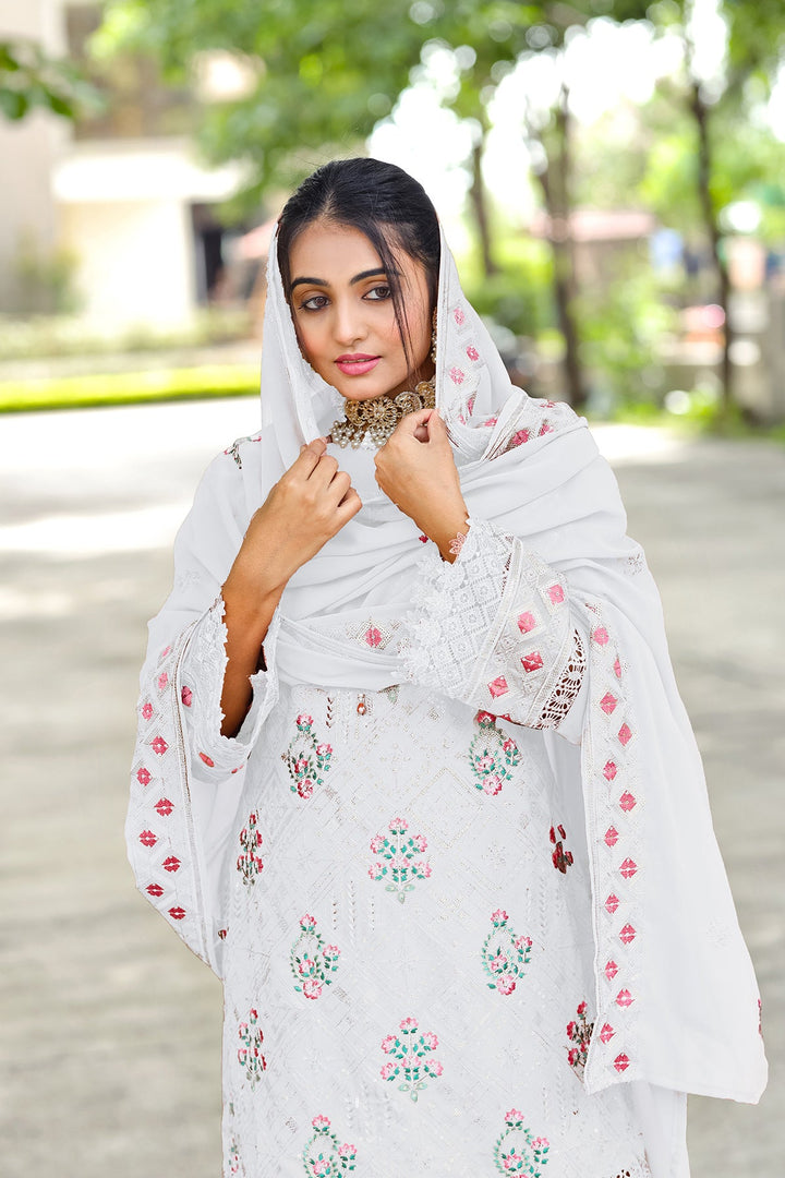 White Color Salwar Kameez | Heavy Work Dupatta for Special Occasions