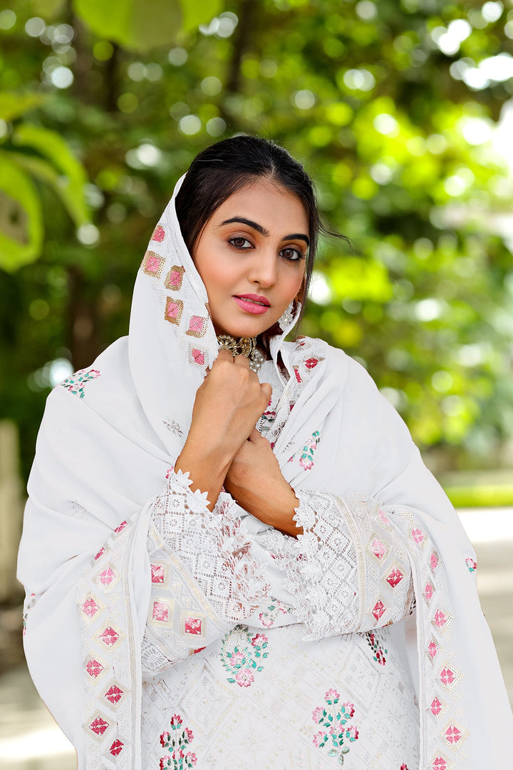 White Color Salwar Kameez | Heavy Work Dupatta for Special Occasions