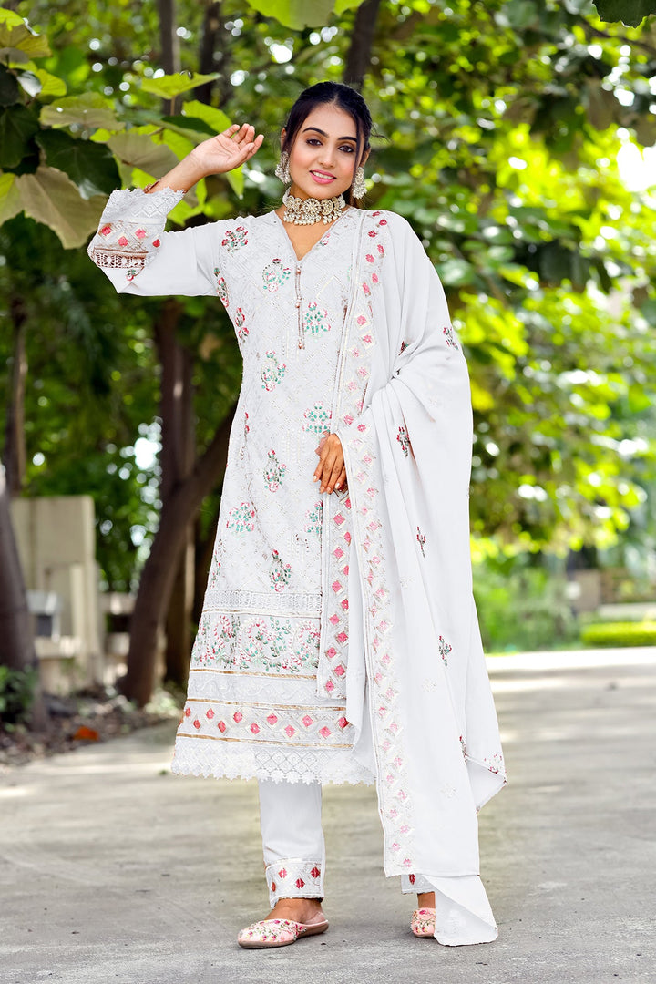 White Color Salwar Kameez | Heavy Work Dupatta for Special Occasions