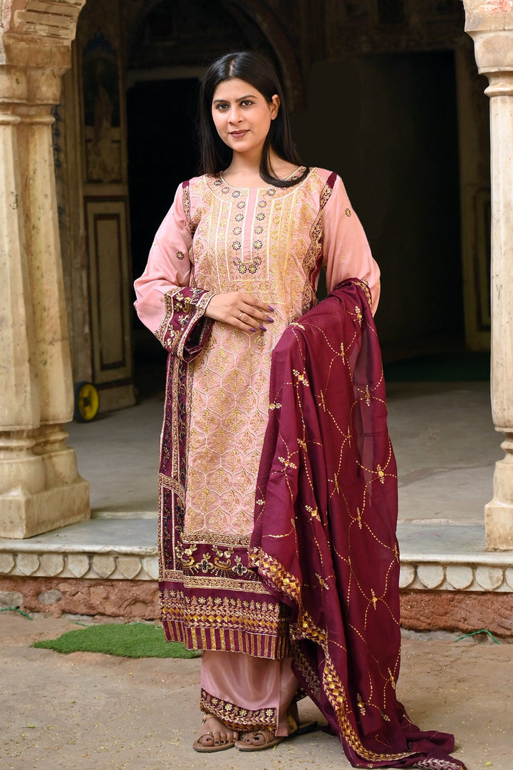 Designer Baby Pink Kameez with Dupatta | Stylish Georgette Ethnic Suit