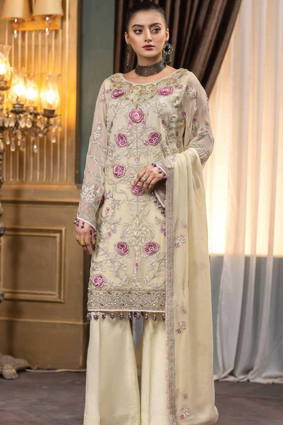 Classic Beige Salwar Suit | Designer Georgette Ensemble for Special Occasions