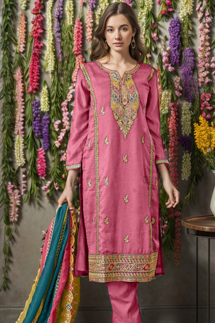 Ethnic Blush Pink Salwar Kameez | Embroidery Work  Premium Quality Fabric