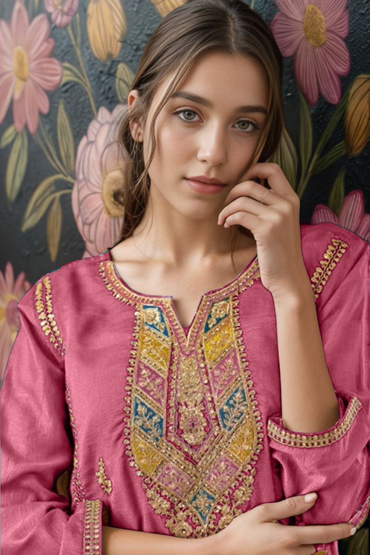 Ethnic Blush Pink Salwar Kameez | Embroidery Work  Premium Quality Fabric