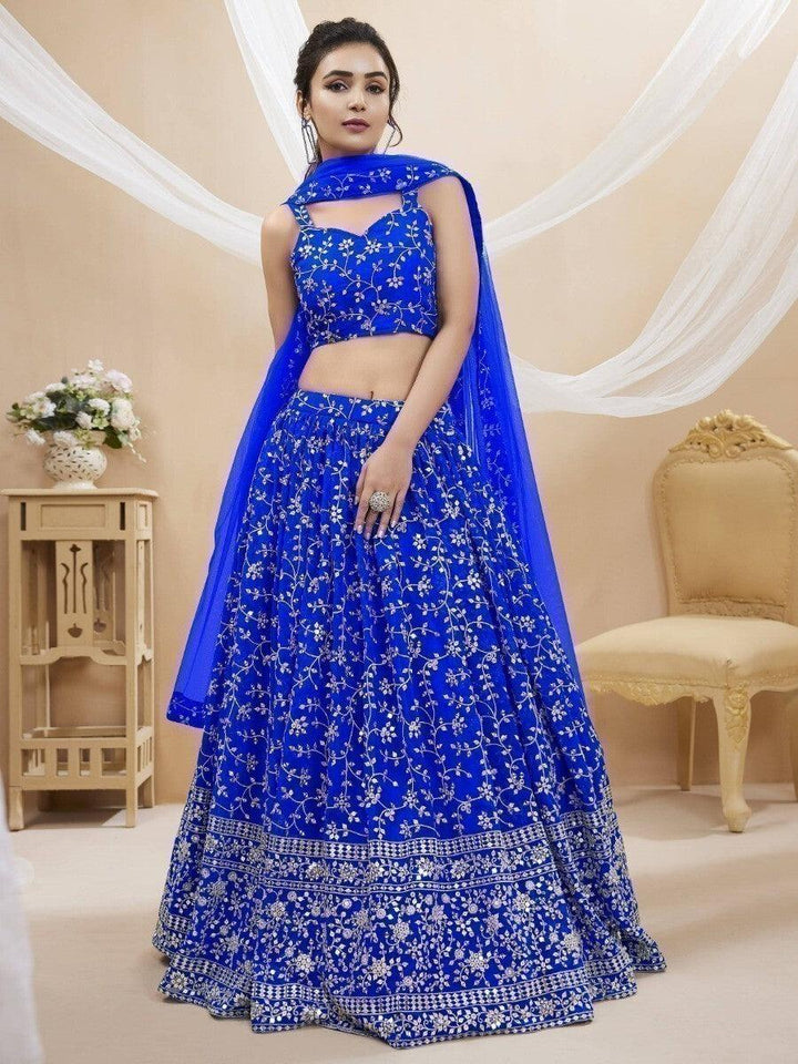 Party wear blue lehenga in georgette