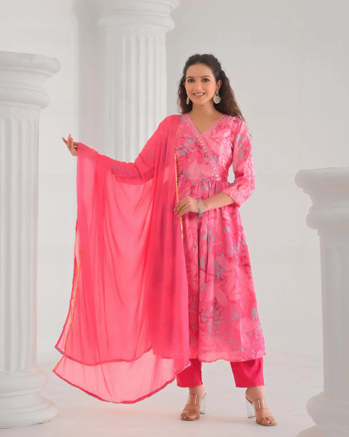 Pink Chinon Salwar Kameez with Dupatta
